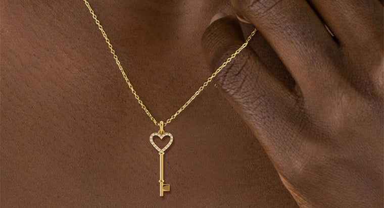 Sterling Forever Heart Key Pendant Necklace