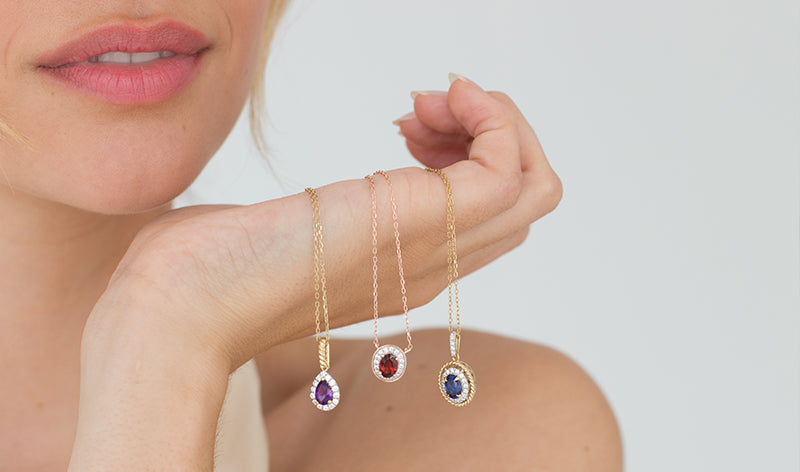 Gemstone necklace pendant with sapphire, emerald and topaz by With Clarity