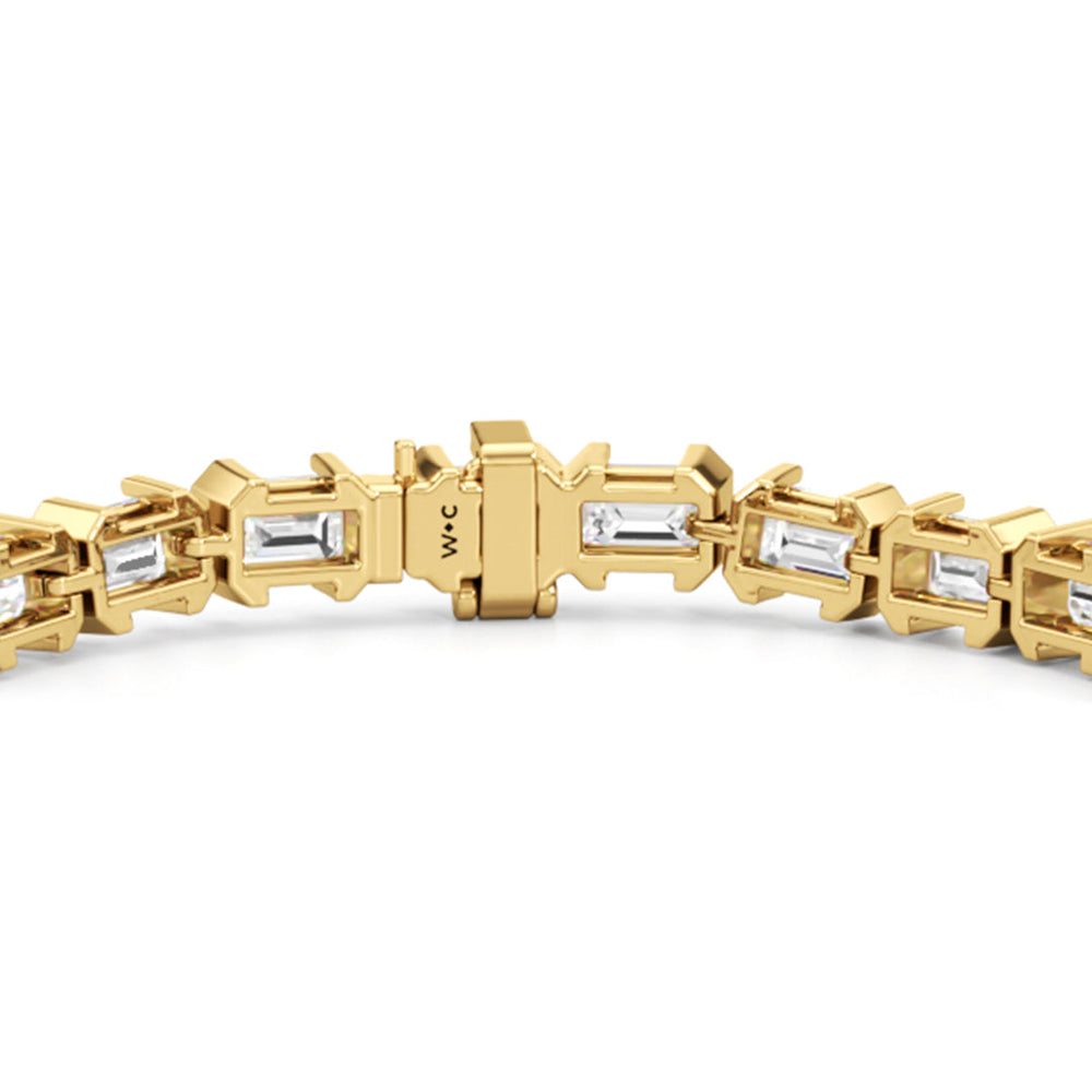 Half-Bezeled Emerald East-West Tennis Bracelet with 12 Cut Diamond in 14KT Yellow Gold view 7