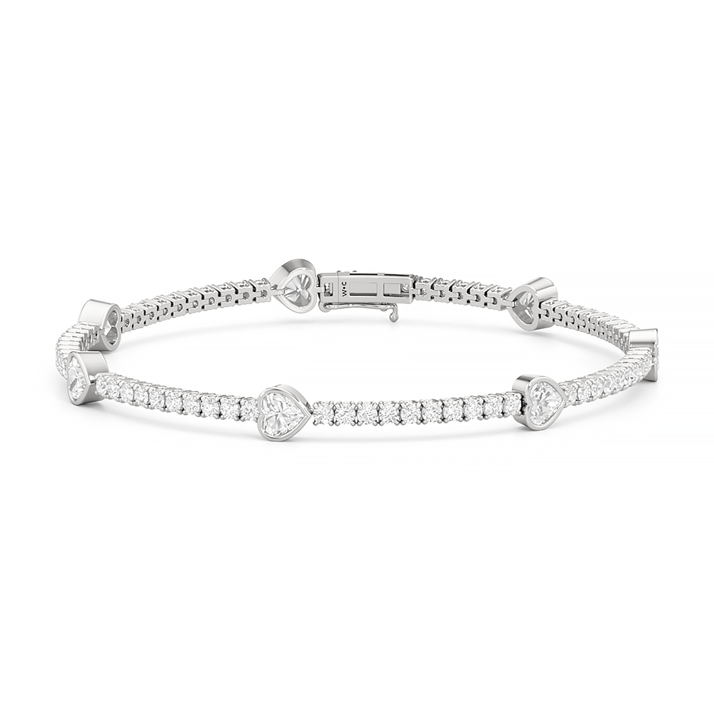 CZ Heart Station Tennis Bracelet main image 1