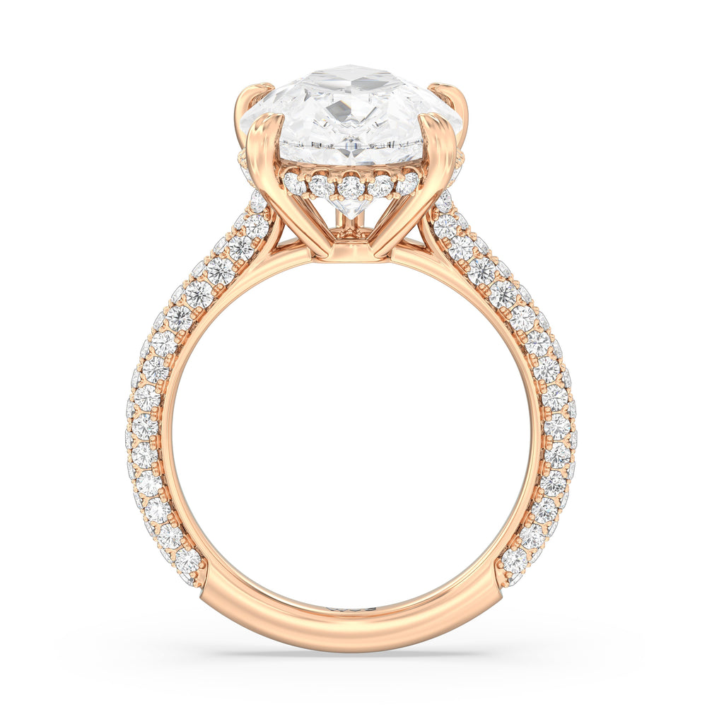 The Windsor Ring with Pear Cut Diamond in 14KT Rose Gold view 3