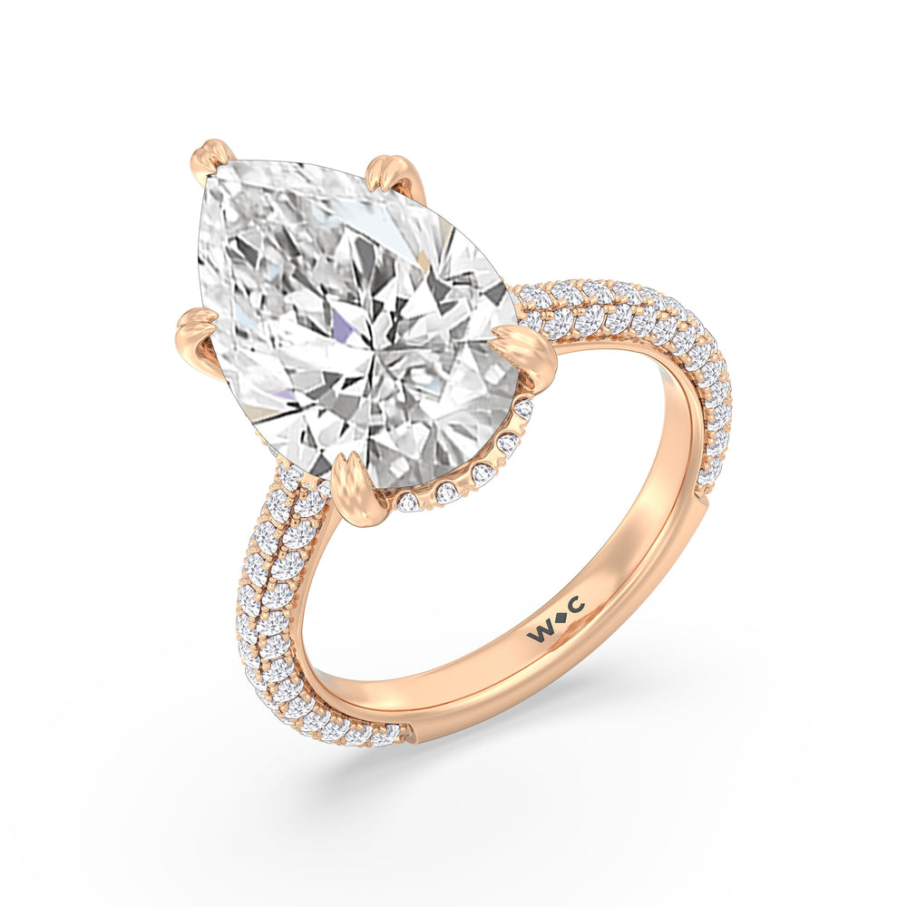 The Windsor Ring with Pear Cut Diamond in 14KT Rose Gold view 4