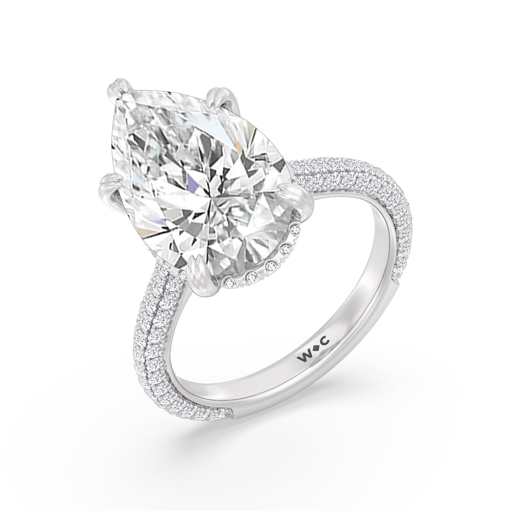 The Windsor Ring with Pear Cut Diamond in 14KT Platinum view 4
