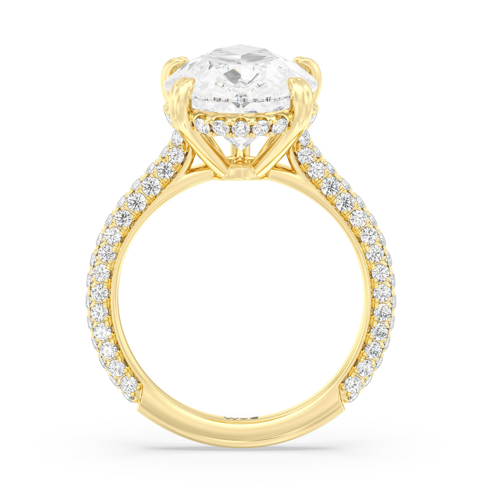 The Windsor Ring with Pear Cut Diamond in 14KT Yellow Gold view 3