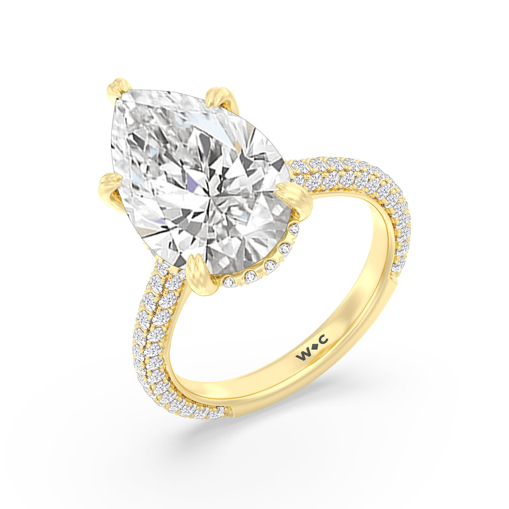 The Windsor Ring with Pear Cut Diamond in 14KT Yellow Gold view 4