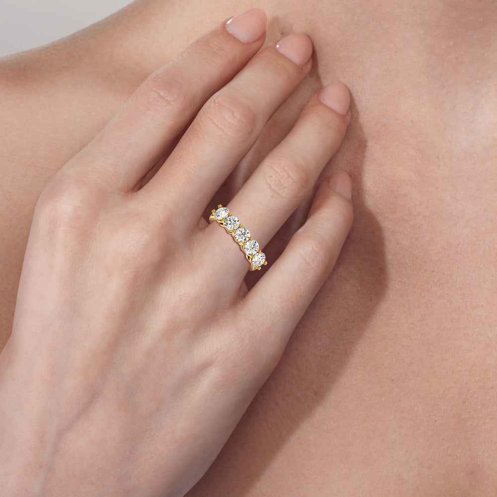 Five Stone Round Brilliant Cut Diamond Ring (F/G SI+) with Platinum / Natural / 2 Cut Diamond in 14KT Platinum / Natural / 2 view 2