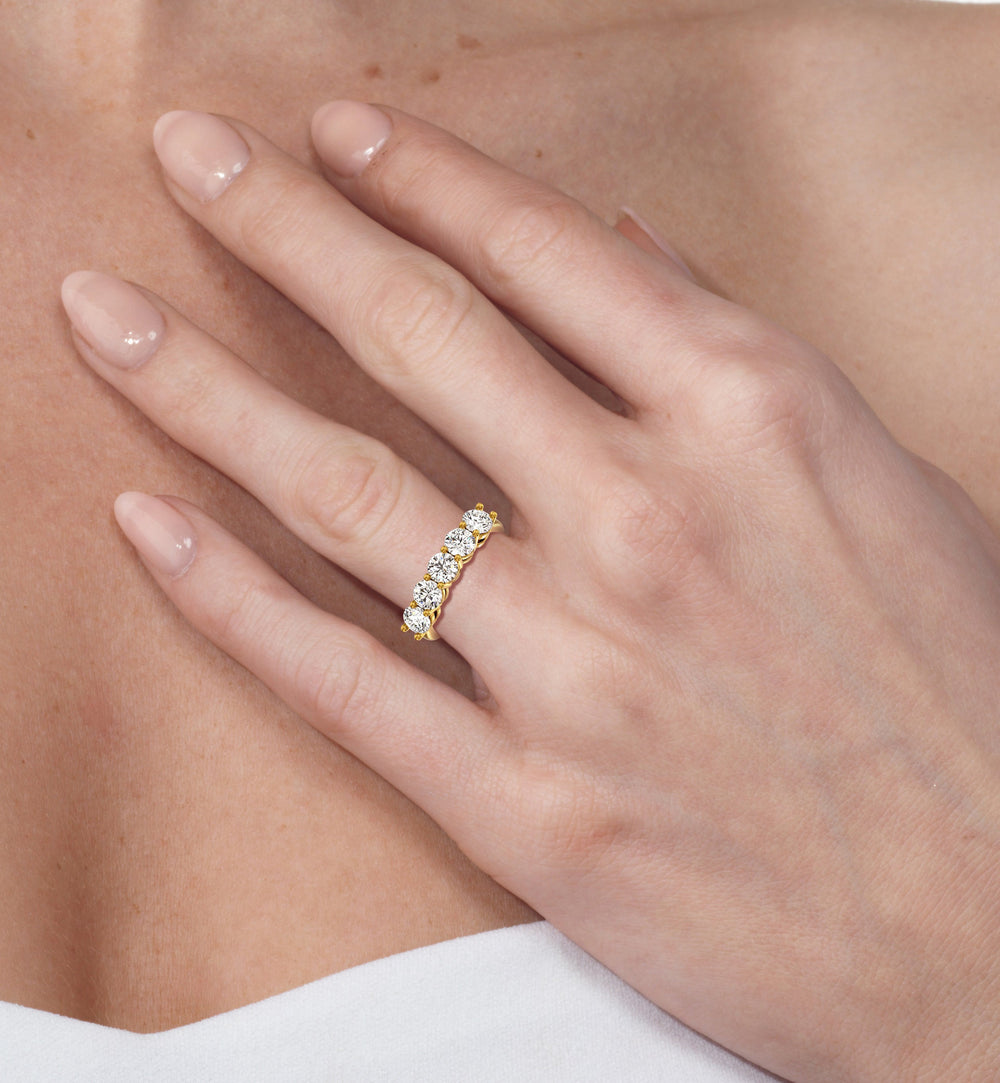 Five Stone Round Brilliant Cut Diamond Ring (F/G SI+) with Platinum / Natural / 2 Cut Diamond in 14KT Platinum / Natural / 2 view 3