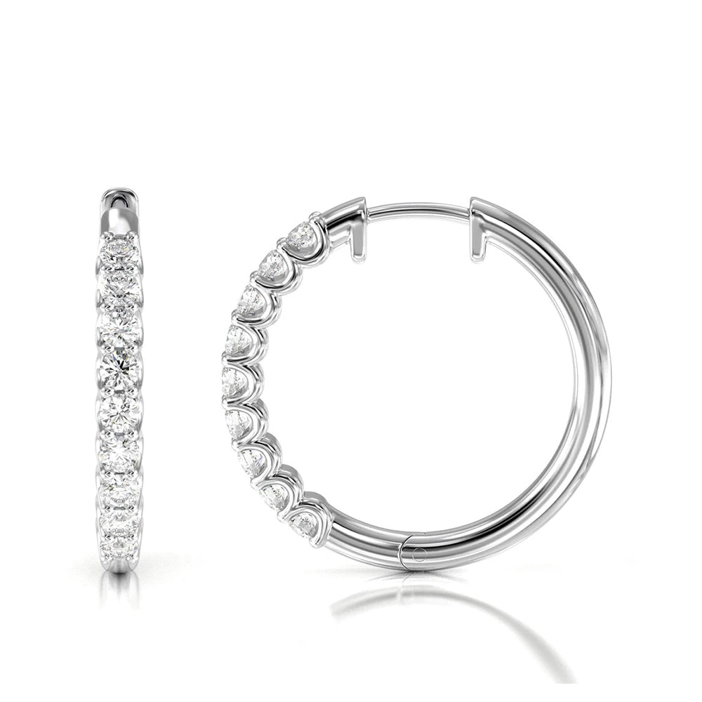 Diamond Hoop Earrings with 14KT White Gold / Natural / 1/2 Cut Diamond in 14KT White Gold / Natural / 1/2 view 4