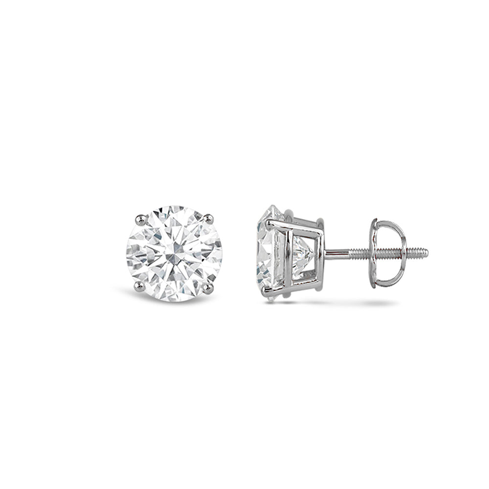 Premium Round Diamond Four Prong Studs (E/F VS+) with 14KT White Gold / Lab / 1/2 Cut Diamond in 14KT White Gold / Lab / 1/2 view 4