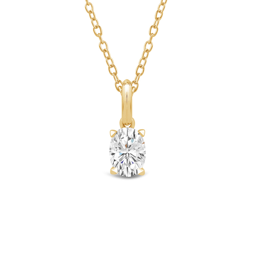 Knife-Edge Bale Oval Lab Created Diamond Solitaire Pendant with 14KT Yellow Gold / Lab / 1/2 Cut Diamond in 14KT Yellow Gold / Lab / 1/2 view 4