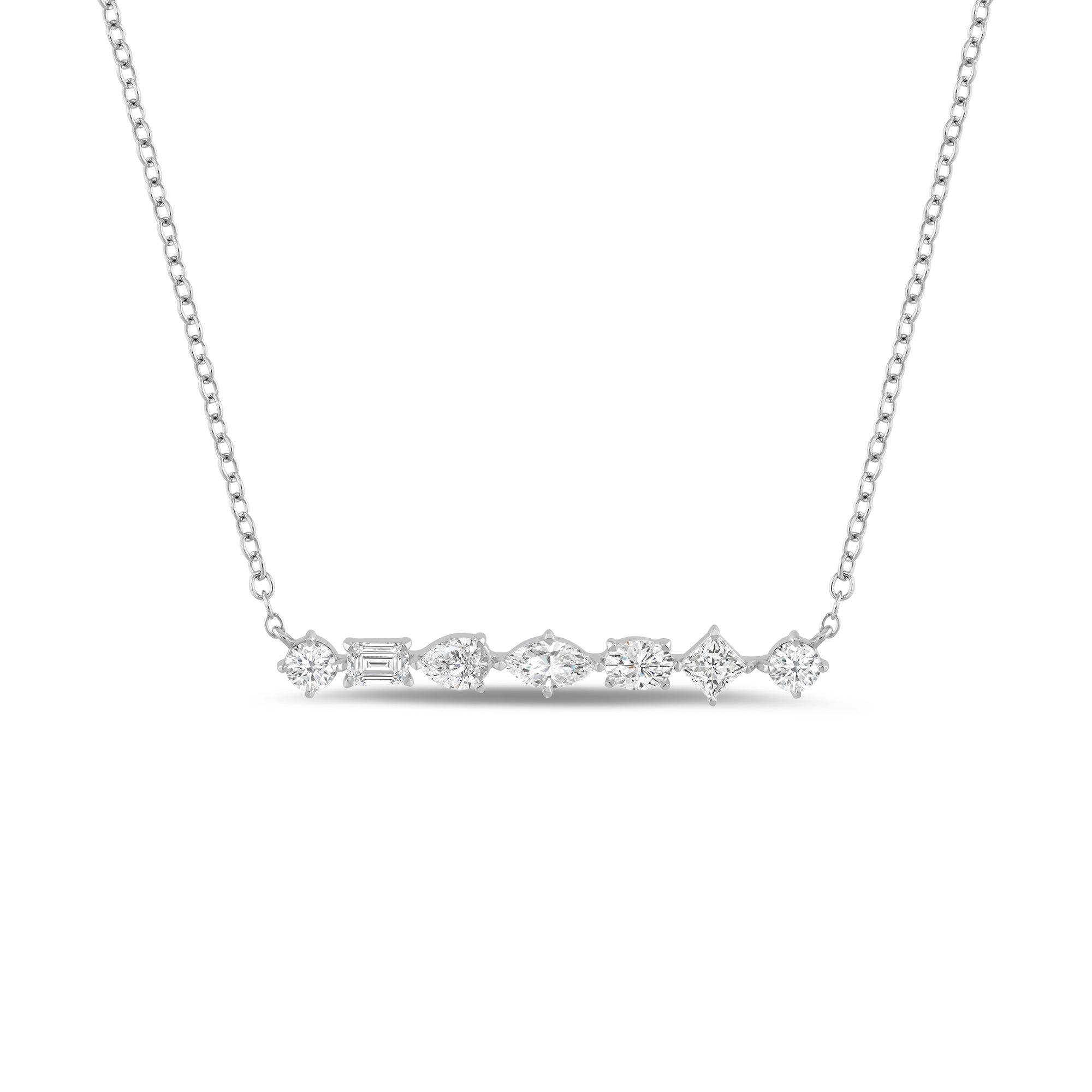 Mixed Fancy Shapes Lab Created Diamond Bar Necklace With Clarity