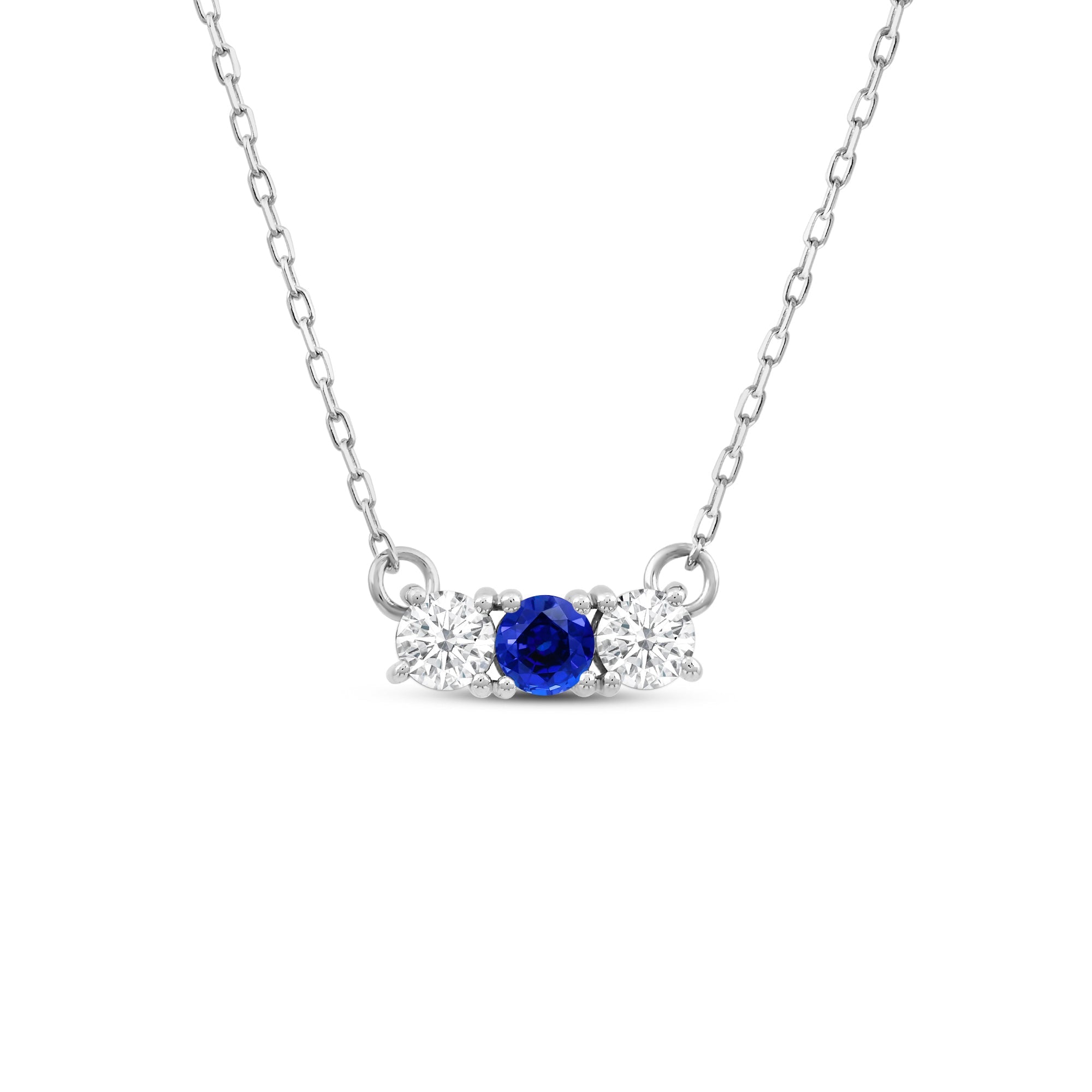 Gem Stone King Sterling Silver Blue Simulated Sapphire 3-Stone Spiral Pendant Necklace - 1.85 CTTW, 18" Chain