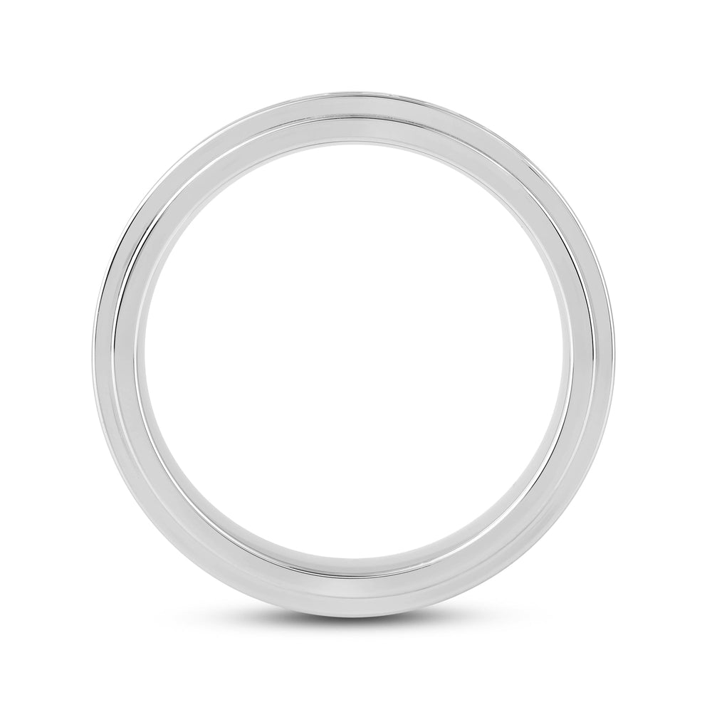 Channel Set Stepped Edge Classic Men's Band with 14KT White Gold / Lab / 1 Cut Diamond in 14KT White Gold / Lab / 1 view 2