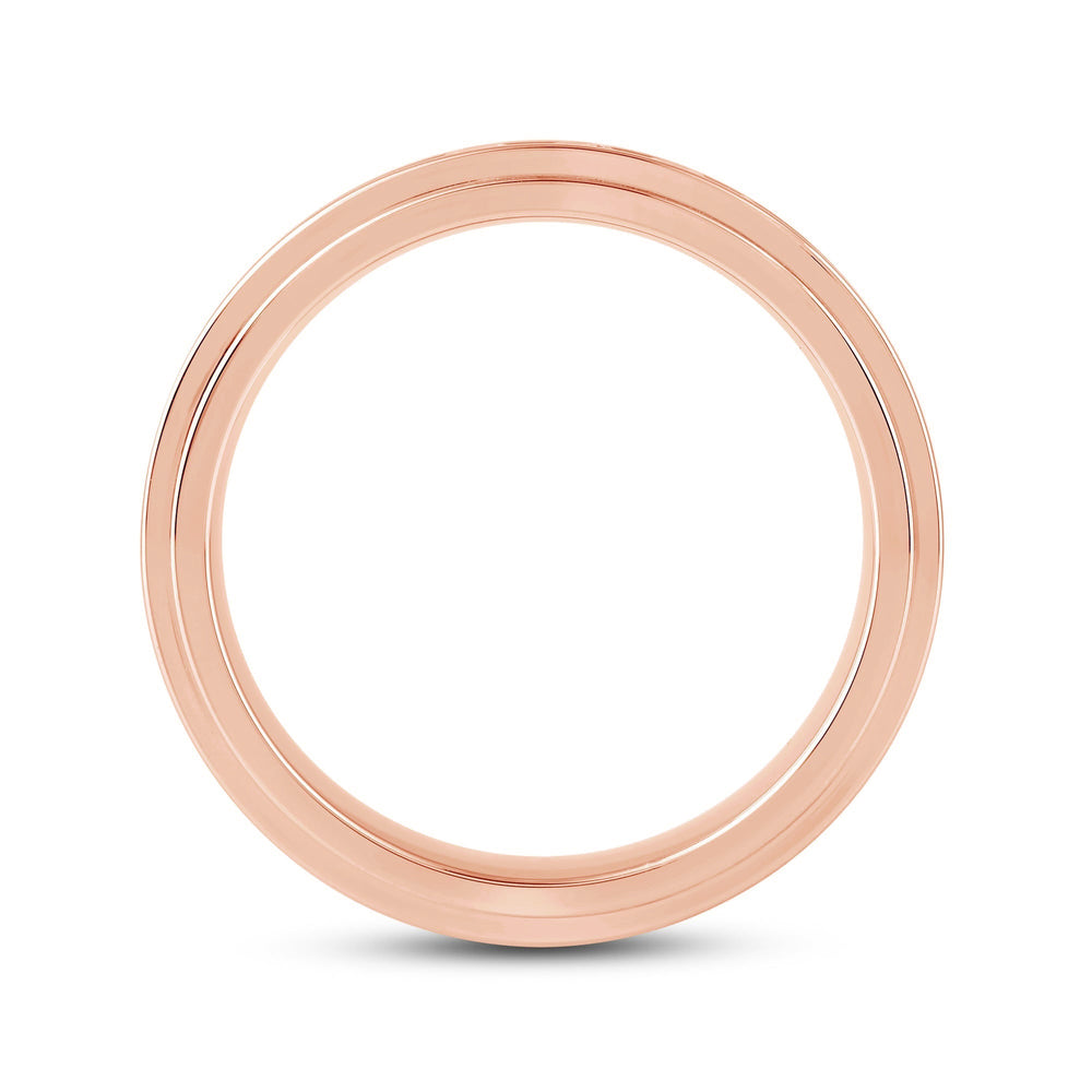 Channel Set Stepped Edge Classic Men's Band with 14KT Rose Gold / Lab / 1 Cut Diamond in 14KT Rose Gold / Lab / 1 view 2