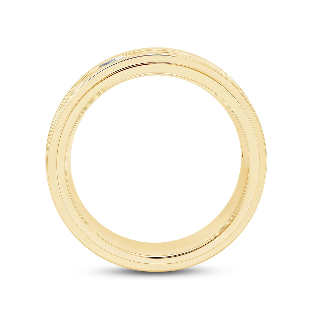 Channel Set Stepped Edge Classic Men's Band with 14KT Yellow Gold / Lab / 1 1/2 Cut Diamond in 14KT Yellow Gold / Lab / 1 1/2 view 2