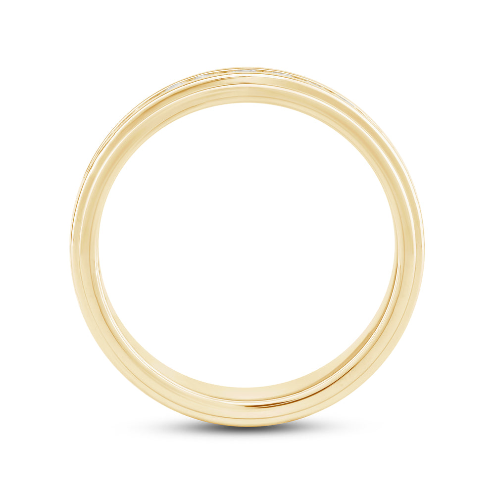 Channel Set Stepped Edge Classic Men's Band with 14KT Yellow Gold / Lab / 1/2 Cut Diamond in 14KT Yellow Gold / Lab / 1/2 view 2