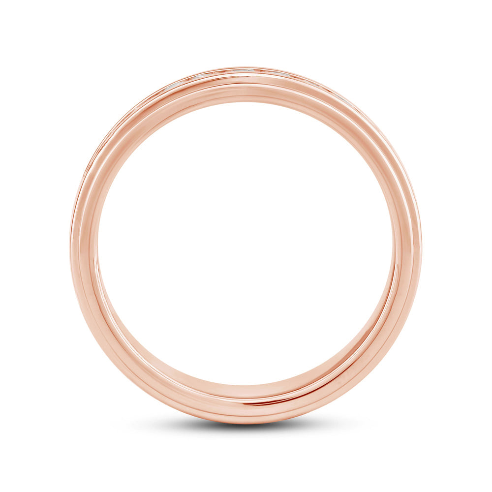 Channel Set Stepped Edge Classic Men's Band with 14KT Rose Gold / Lab / 1/2 Cut Diamond in 14KT Rose Gold / Lab / 1/2 view 2