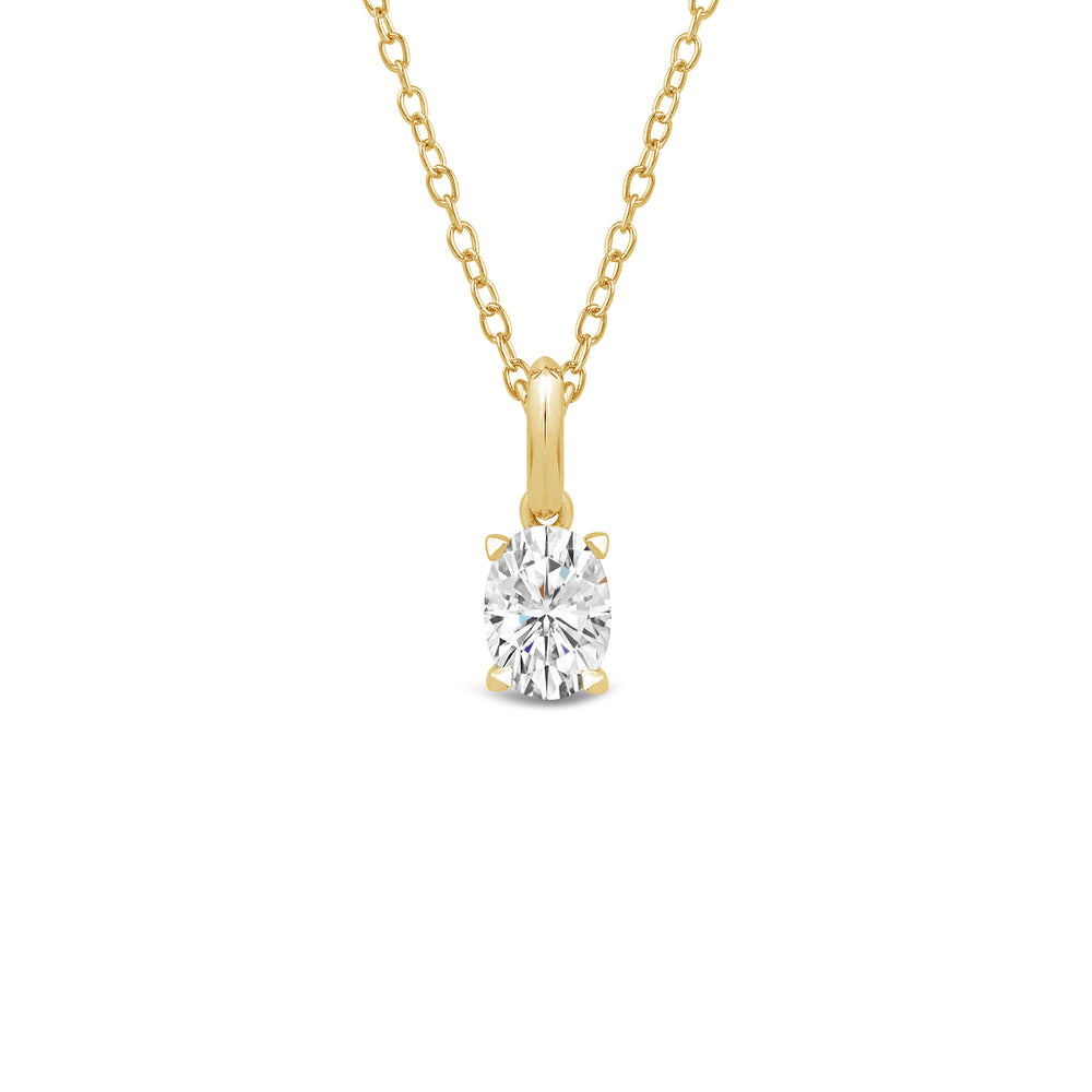 Knife-Edge Bale Oval Lab Created Diamond Solitaire Pendant with 14KT Yellow Gold / Lab / 1 Cut Diamond in 14KT Yellow Gold / Lab / 1 view 1