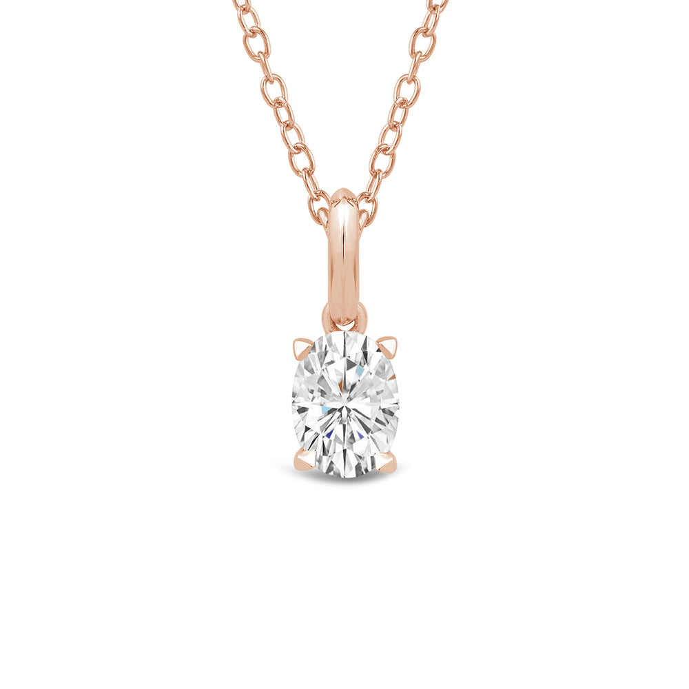Knife-Edge Bale Oval Lab Created Diamond Solitaire Pendant with 14KT Rose Gold / Lab / 1 1/2 Cut Diamond in 14KT Rose Gold / Lab / 1 1/2 view 4