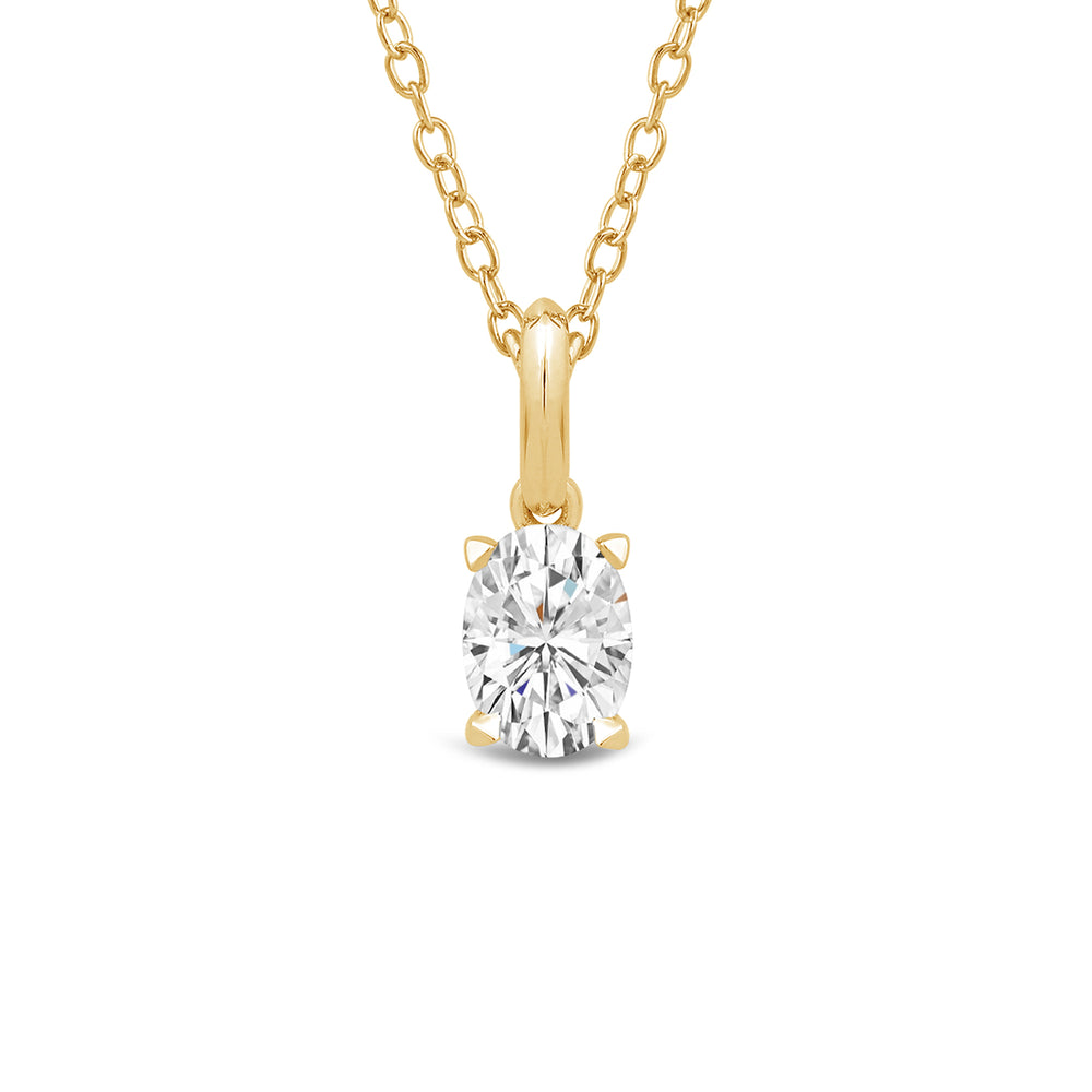 Knife-Edge Bale Oval Lab Created Diamond Solitaire Pendant with 14KT Yellow Gold / Lab / 1 1/2 Cut Diamond in 14KT Yellow Gold / Lab / 1 1/2 view 4