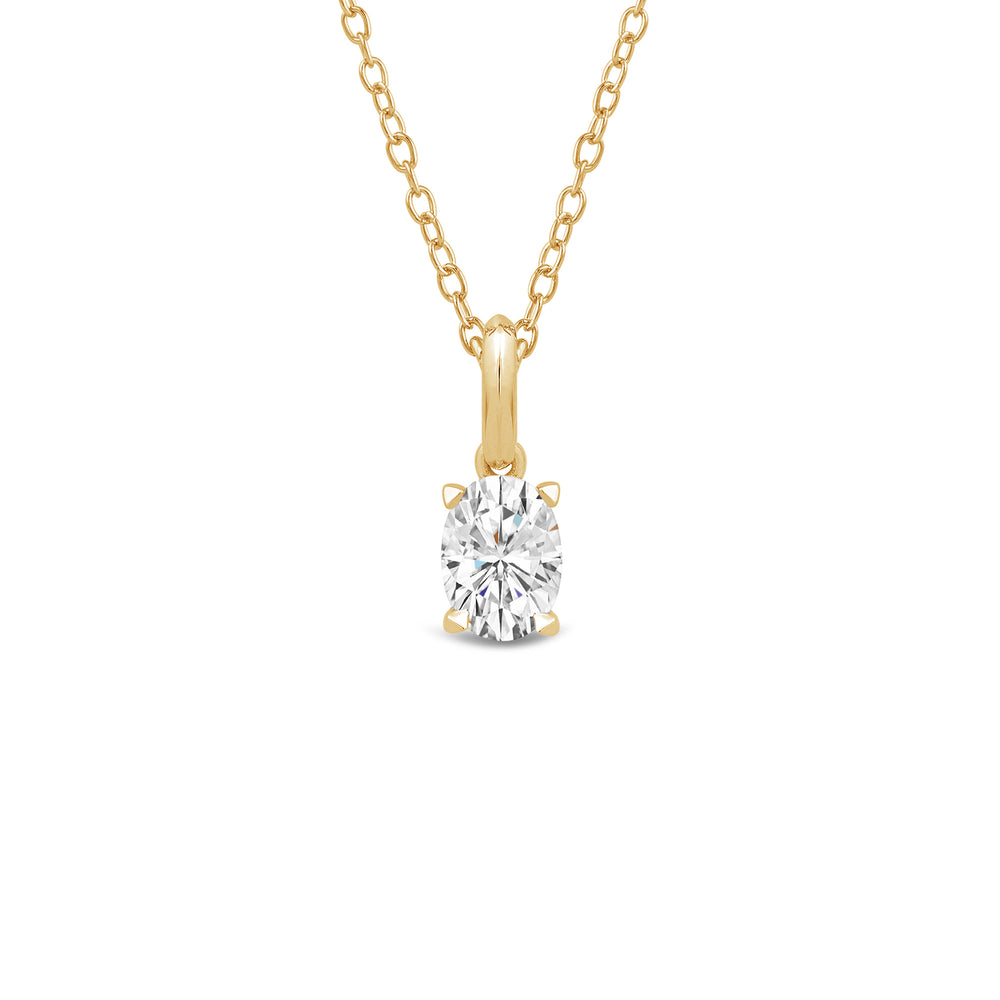 Knife-Edge Bale Oval Lab Created Diamond Solitaire Pendant with 14KT Yellow Gold / Lab / 1 1/2 Cut Diamond in 14KT Yellow Gold / Lab / 1 1/2 view 1