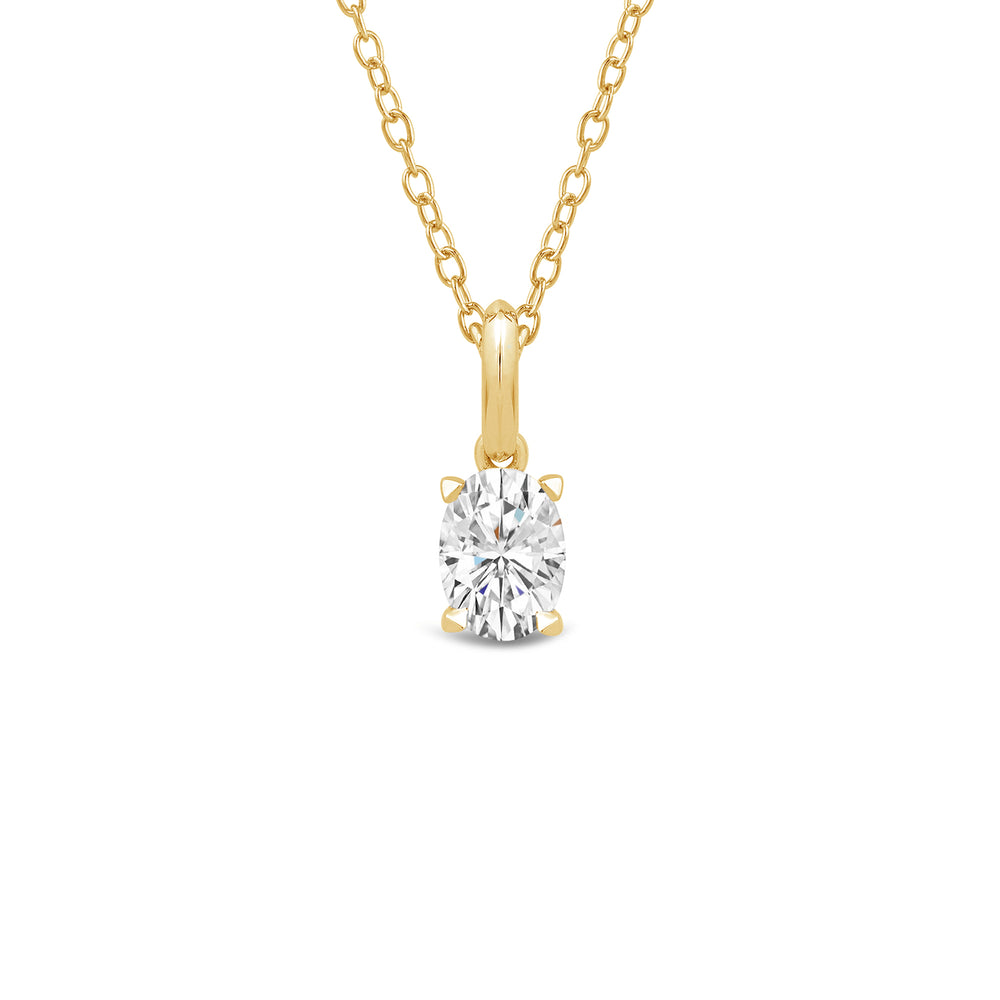 Knife-Edge Bale Oval Lab Created Diamond Solitaire Pendant with 14KT Yellow Gold / Lab / 2 Cut Diamond in 14KT Yellow Gold / Lab / 2 view 1