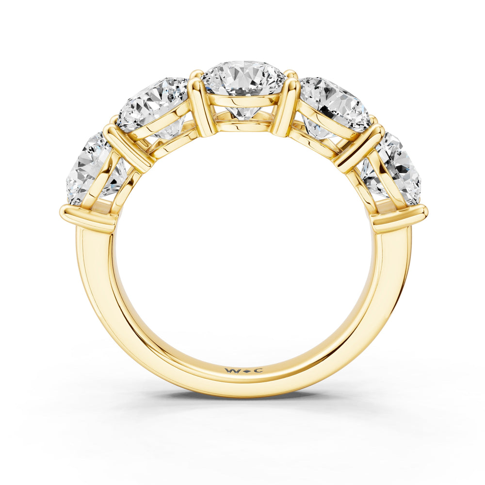 Five Stone Round Diamond Anniversary Ring (F/G SI+) with 18KT Yellow Gold / Natural / 4 Cut Diamond in 14KT Yellow Gold / Natural / 4 view 4