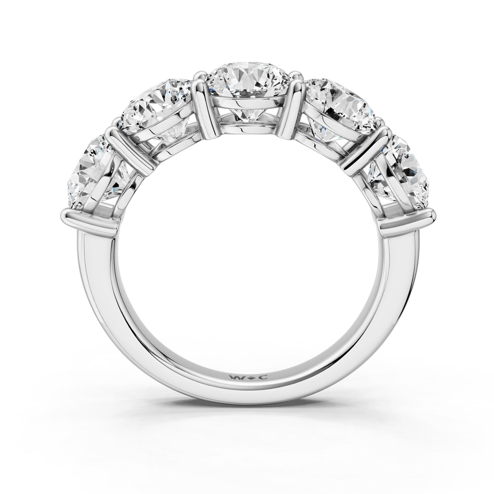 Five Stone Round Diamond Anniversary Ring (F/G SI+) with Platinum / Natural / 4 Cut Diamond in 14KT Platinum / Natural / 4 view 4