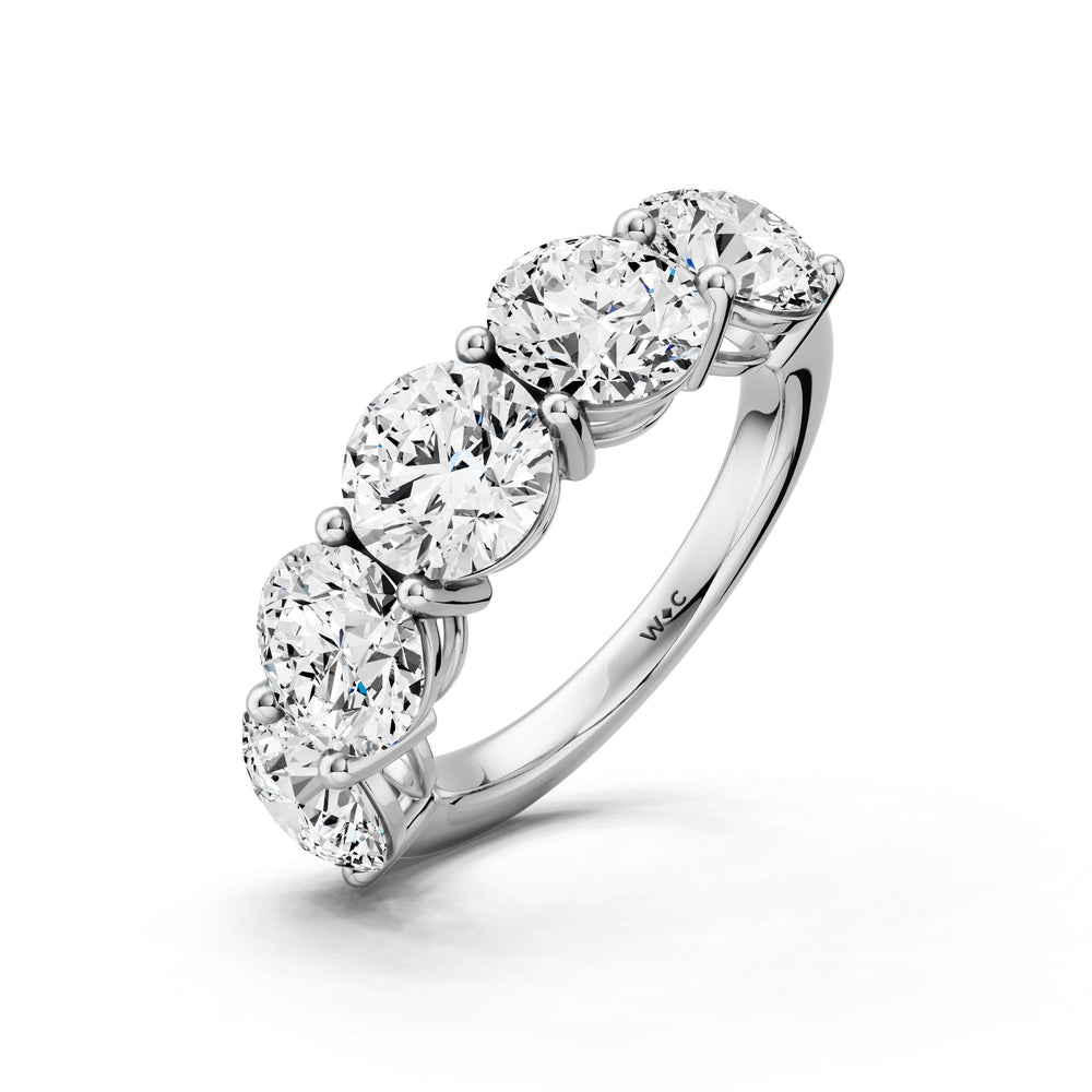 Five Stone Round Diamond Anniversary Ring (F/G SI+) with Platinum / Natural / 5 Cut Diamond in 14KT Platinum / Natural / 5 view 5