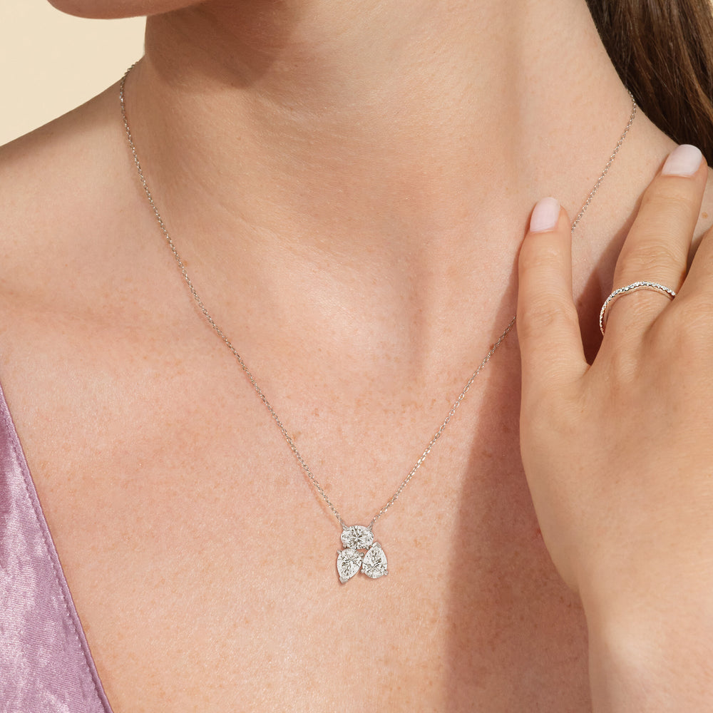 Mixed Shape Cluster Necklace with 14KT Yellow Gold / Lab / 2 Cut Diamond in 14KT Yellow Gold / Lab / 2 view 3