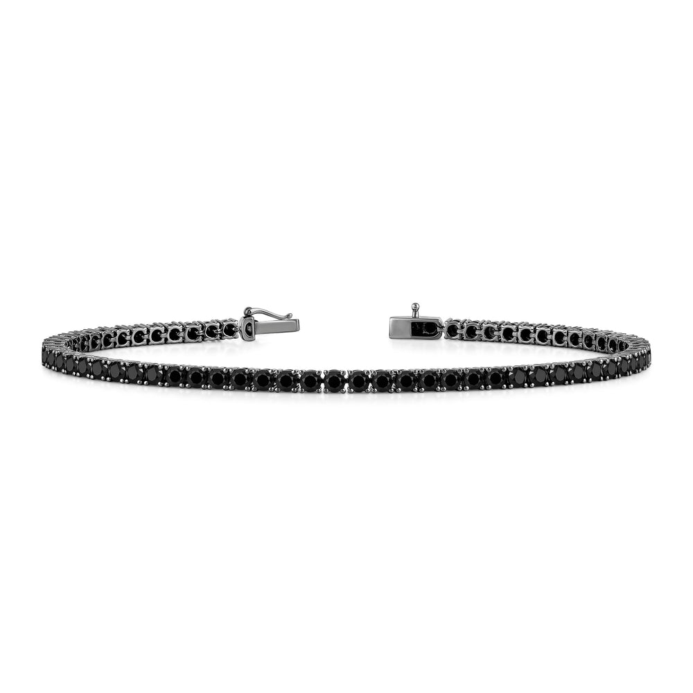 Round Black Diamond Tennis Bracelet with 8 Cut Diamond in 14KT Sterling Silver view 1
