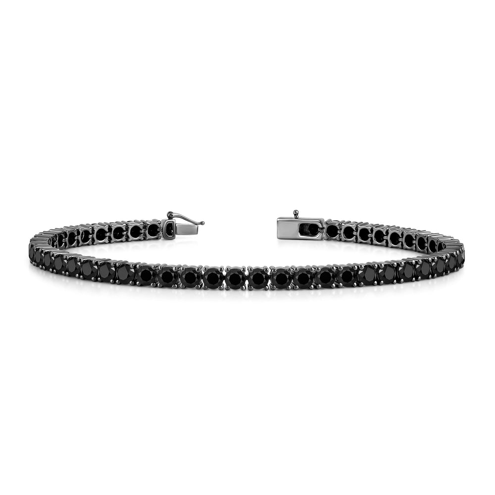 Round Black Diamond Tennis Bracelet with 16 Cut Diamond in 14KT Sterling Silver view 1