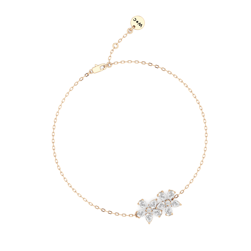 Daisy Duet Chain Bracelet with Lab Cut Diamond in 14KT Rose Gold view 3