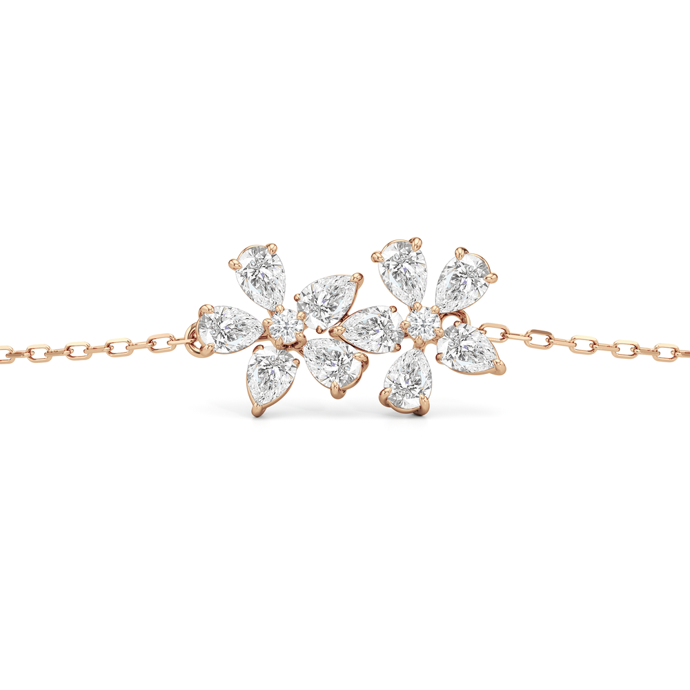 Daisy Duet Chain Bracelet with Lab Cut Diamond in 14KT Rose Gold view 5