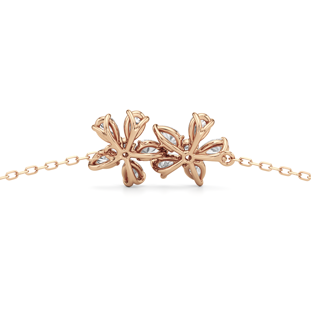 Daisy Duet Chain Bracelet with Lab Cut Diamond in 14KT Rose Gold view 6