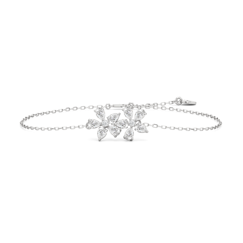 Daisy Duet Chain Bracelet with Lab Cut Diamond in 14KT White Gold view 2
