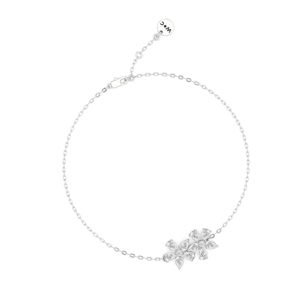Daisy Duet Chain Bracelet with Lab Cut Diamond in 14KT White Gold view 3