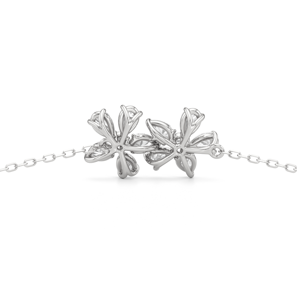 Daisy Duet Chain Bracelet with Lab Cut Diamond in 14KT White Gold view 6