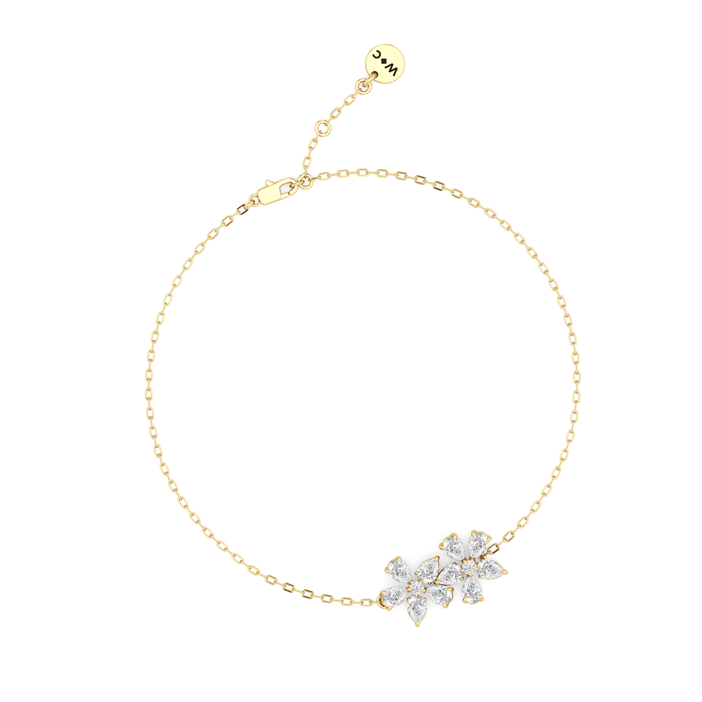 Daisy Duet Chain Bracelet with Lab Cut Diamond in 14KT Yellow Gold view 3