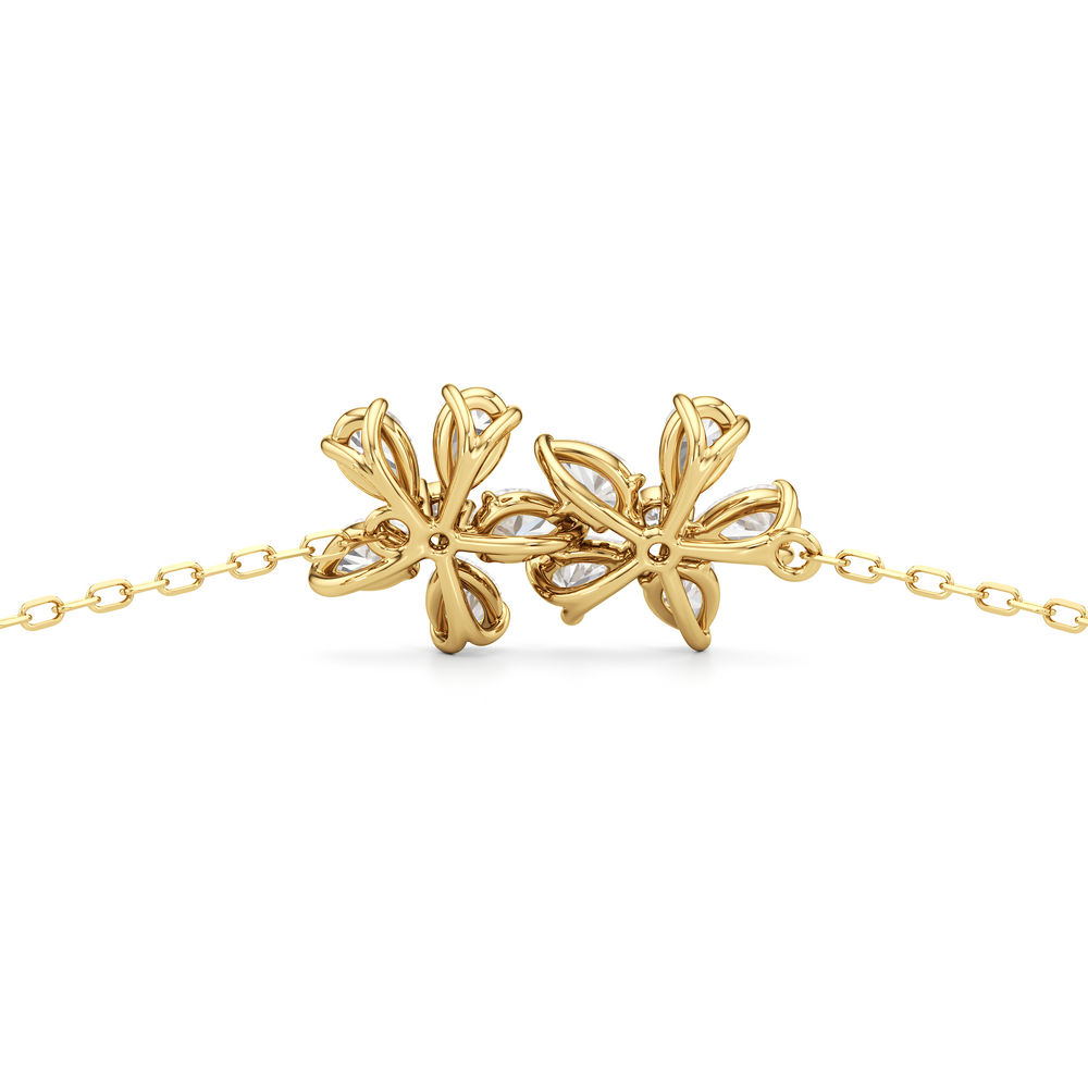 Daisy Duet Chain Bracelet with Lab Cut Diamond in 14KT Yellow Gold view 6