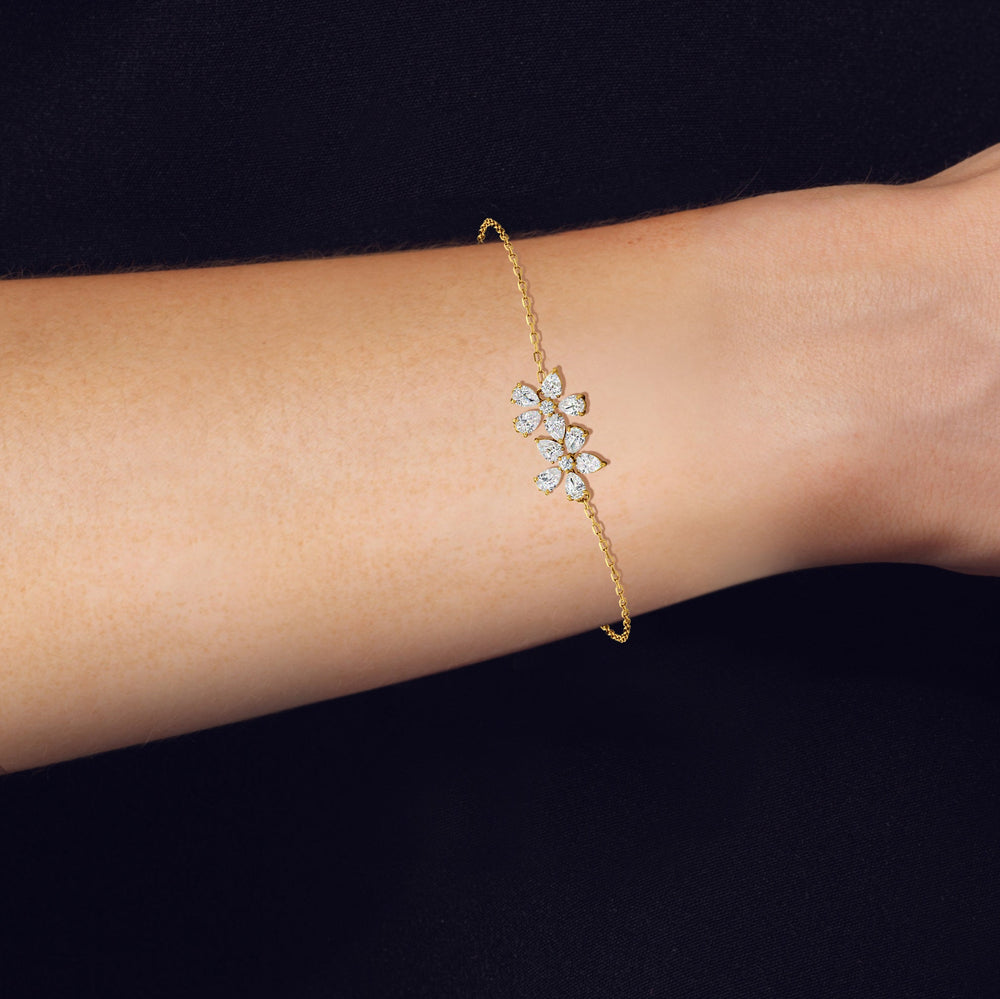 Daisy Duet Chain Bracelet with Lab Cut Diamond in 14KT White Gold view 4