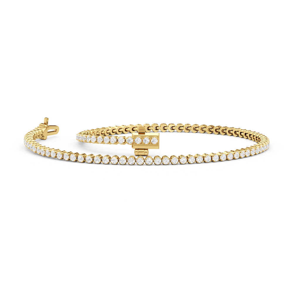 Four Prong Lab Diamond Tennis Bracelet with 1 Cut Diamond in 14KT Yellow Gold view 3