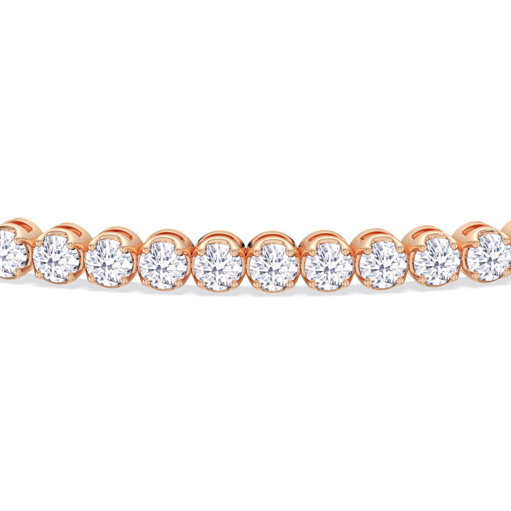Four Prong Lab Diamond Tennis Bracelet with 2 Cut Diamond in 14KT Rose Gold view 5