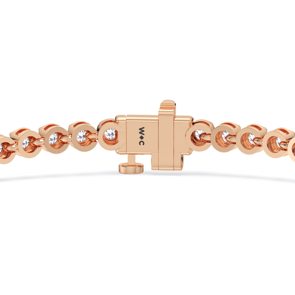 Four Prong Lab Diamond Tennis Bracelet with 2 Cut Diamond in 14KT Rose Gold view 6