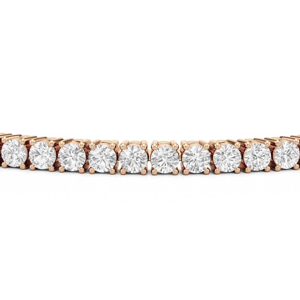 Four Prong Lab Diamond Tennis Bracelet with 3 Cut Diamond in 14KT Rose Gold view 4