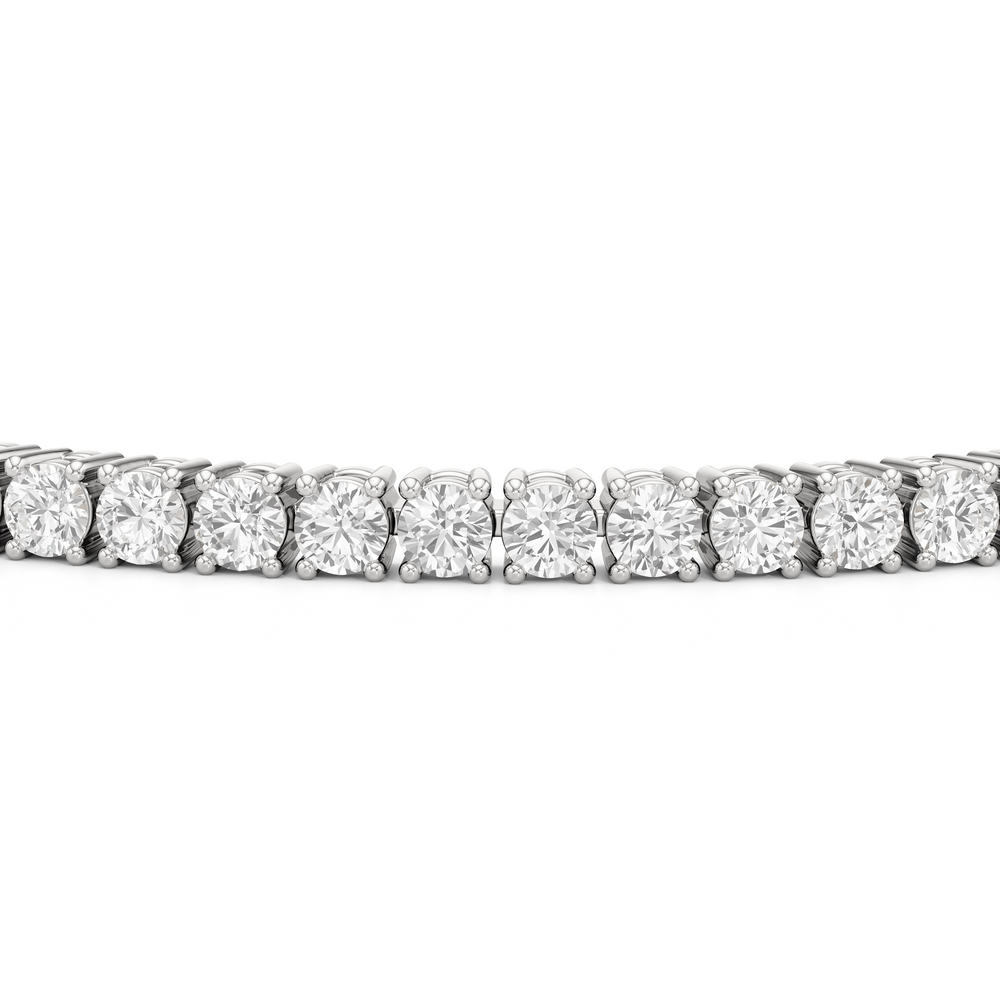 Four Prong Lab Diamond Tennis Bracelet with 3 Cut Diamond in 14KT White Gold view 4