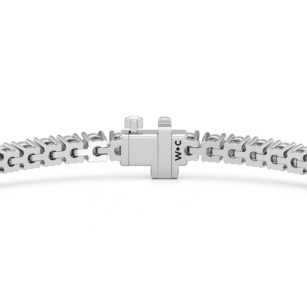 Four Prong Lab Diamond Tennis Bracelet with 3 Cut Diamond in 14KT White Gold view 5