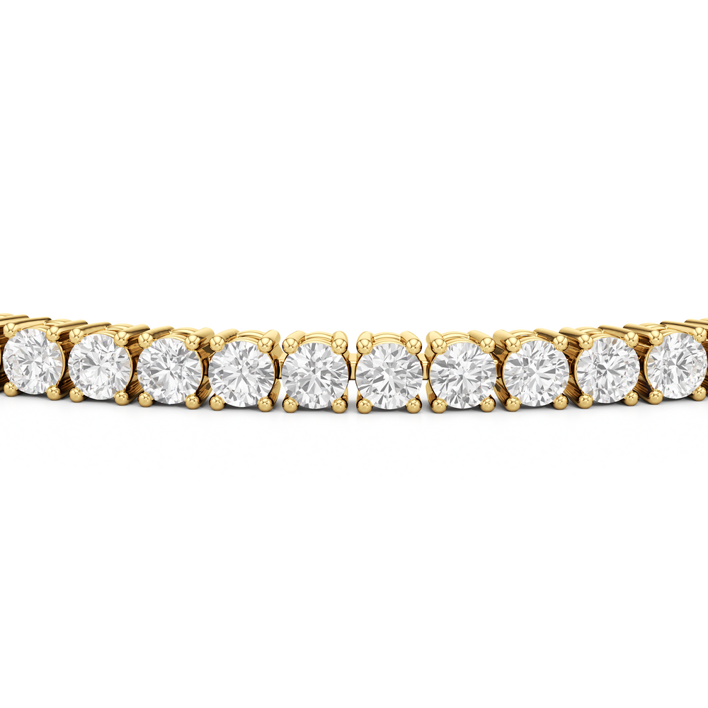 Four Prong Lab Diamond Tennis Bracelet with 3 Cut Diamond in 14KT Yellow Gold view 4