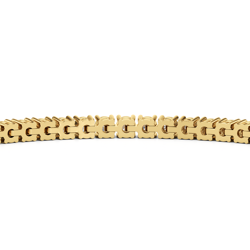 Four Prong Lab Diamond Tennis Bracelet with 3 Cut Diamond in 14KT Yellow Gold view 6
