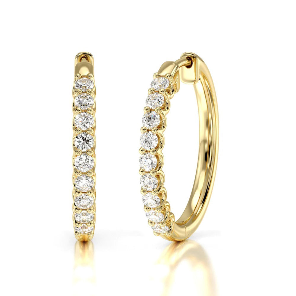 Diamond Hoop Earrings with 14KT Yellow Gold / Natural / 2 1/4 Cut Diamond in 14KT Yellow Gold / Natural / 2 1/4 view 1